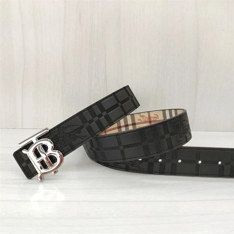 Burberry Black Checkered Reversible Belt: A