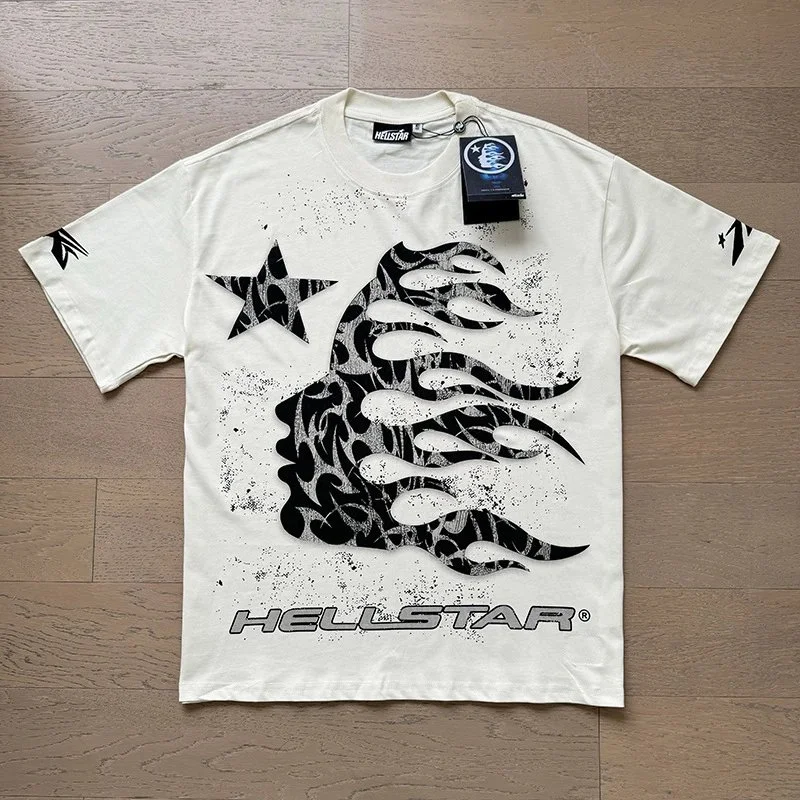 HELLSTAR Off white Tee: Flamed Graphic