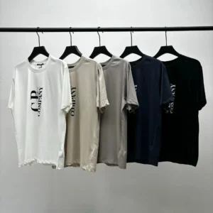 CP Company Logo Tees in White, Neutral