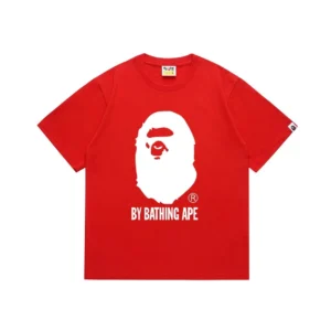 BATHING APE Red Tee: Bold Ape Emblem, Urban