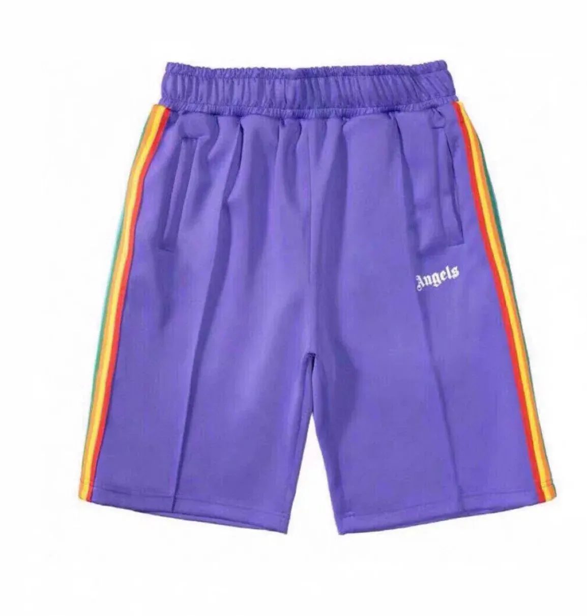 Angels Branded Purple Shorts Playful Rainbow