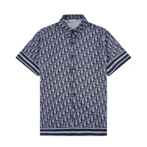 Dior Navy Monogram Shirt, Stylish Short