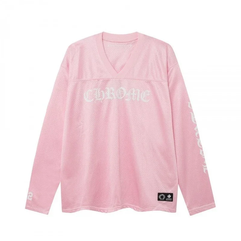 Chrome Hearts Pink Mesh Top: Trendy V Neck