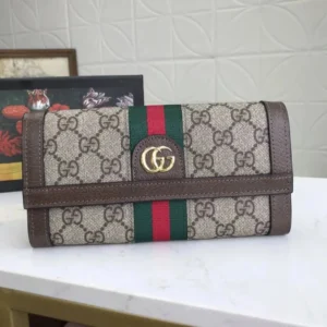 Gucci Beige GG Wallet with Web Stripe Luxury