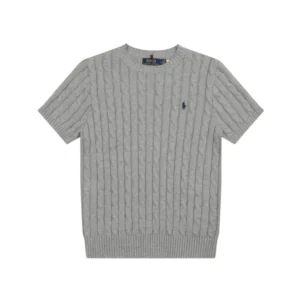 Polo Light Gray Cable Knit Short Sleeve