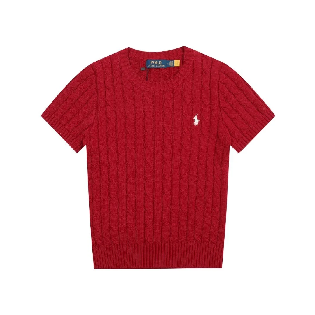 Polo Red Cable Knit Short Sleeved Sweater