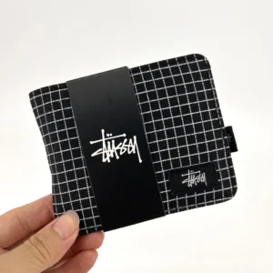 Stussy Black and White Grid Wallet: Street