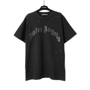 Palm Angels Black Distressed T Shirt: Edgy