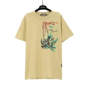 Palm Angels Beige Graphic T Shirt: A Blend