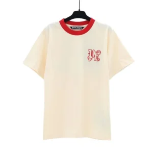 Palm Angels Cream T shirt: Retro inspired