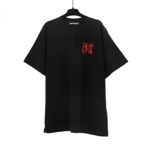 Palm Angels Black T shirt with Red