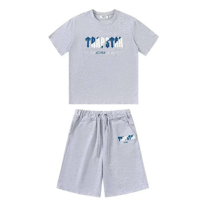 Trapstar Light Gray T shirt and Shorts Set