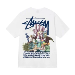 Stussy White Tee: Desert inspired Artistic