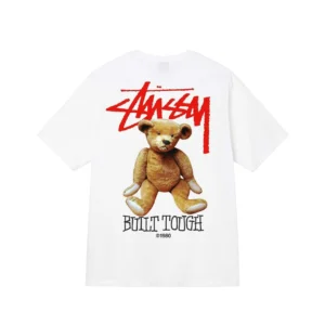 Stussy White T Shirt with Teddy: Retro