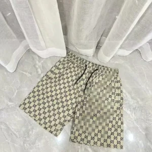 Gucci inspired Beige Monogram Shorts, Luxury