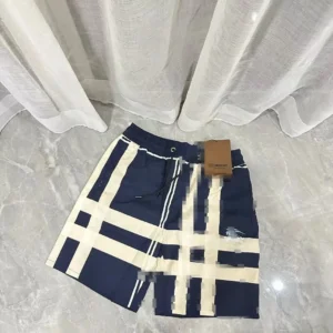 Burberry Navy Cream Plaid Shorts, Stylish