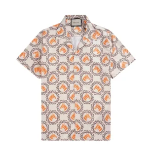 Gucci Beige Equestrian Print Short Sleeve