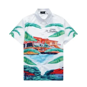AMIRI White Tropical Print Short sleeved