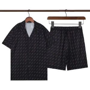 Balenciaga Black Branded Shirt & Shorts Set