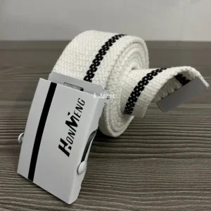 HONMENG White Striped Belt: A Chic