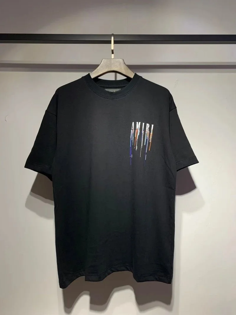AMIRI Black T shirt: Unique Dripping Logo