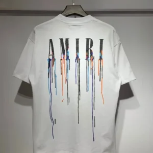 AMIRI White T Shirt with Artistic Paint