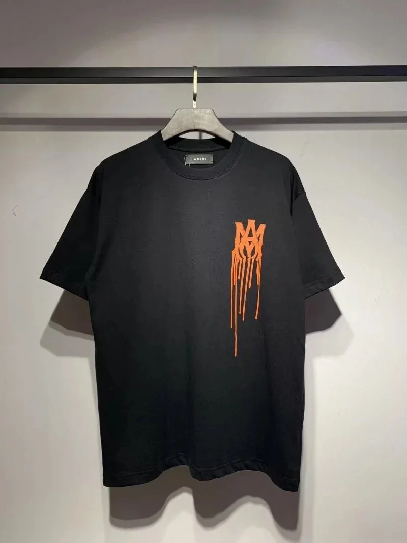 AMIRI Black Graphic T shirt, Unique Dripping