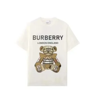 Burberry White T shirt with Teddy Graphic