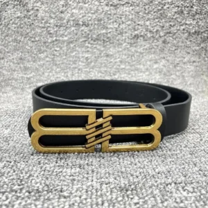 Burberry Black Belt with Gold Buckle: A