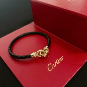 Cartier Leather Bracelet with Gold