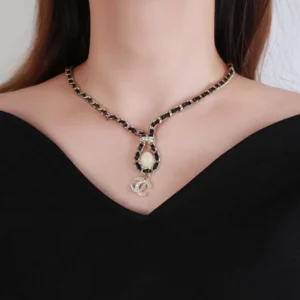 Chanel Black and Gold Chain Necklace
