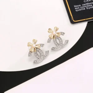 Chanel Bow Crystal Stud Earrings