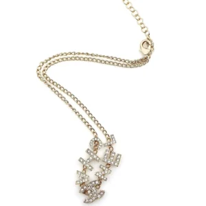 Chanel Crystal Logo Necklace