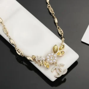 Chanel Flower & Crystal Necklace
