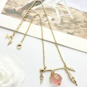 Chanel Peach Charm Necklace