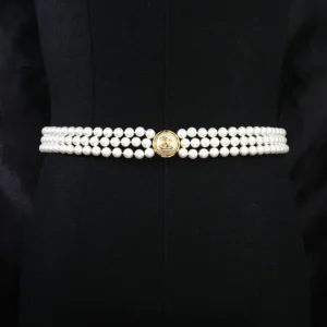 Chanel Pearl Belt with Gold Buckle