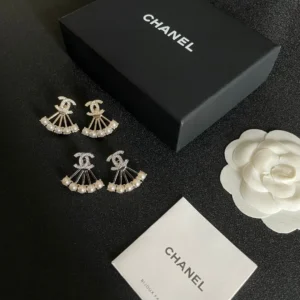 Chanel Pearl Fan Earrings