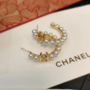 Chanel Pearl Hoop Earrings