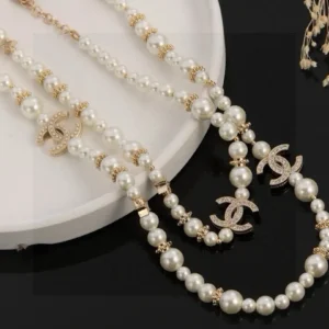 Chanel Pearl Necklace with CC Logo
