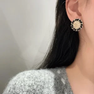 Chanel Round Earrings with Black