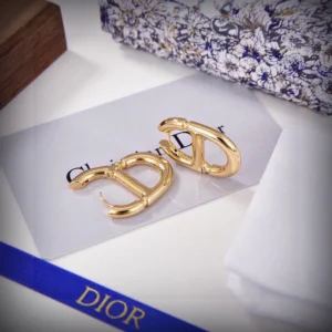 Dior CD Logo Gold Hoop Earrings