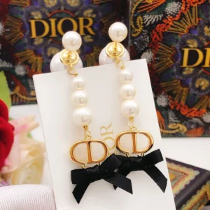 Dior Pearl Drop Earrings with Black