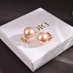 Dior Rose Gold Pearl Stud Earrings