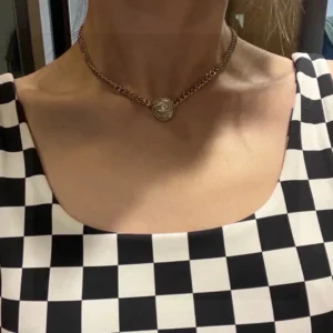 Gold Chain Necklace with Coin Pendant