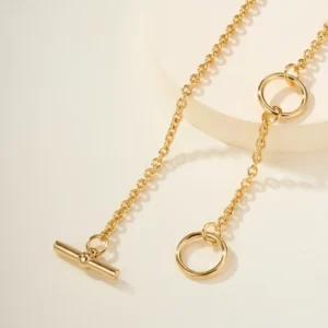 Gold Chain Necklace with Toggle Clasp