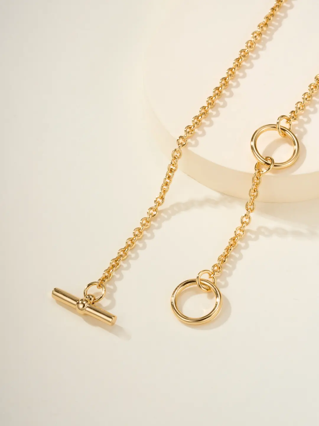 Gold Chain Necklace with Toggle Clasp