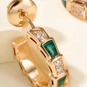 Gold Plated Emerald and Diamond Hoop