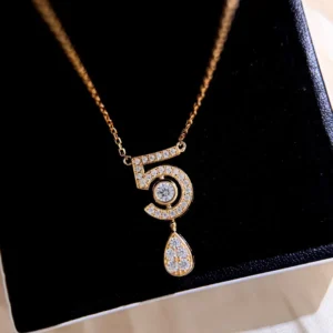 Gold Plated Number 5 Pendant Necklace