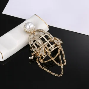 Golden Globe Brooch with Pearl