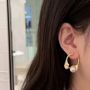 Pearl Hoop Earrings - Gold Series